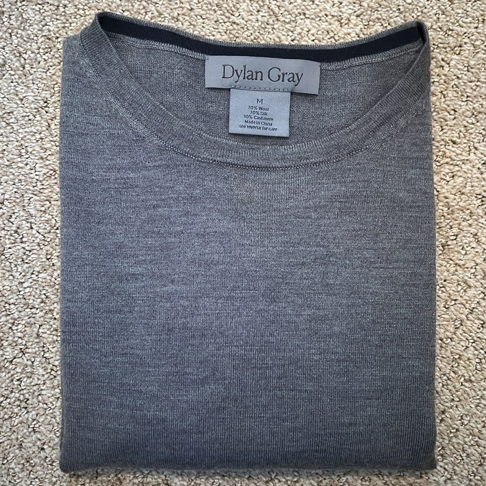 Dylan Gray Crewneck Wool Blend Men's Sweater Grey Size M